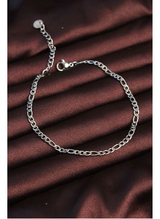 316L Çelik Gümüş Renk Kuş Gözü Erkek Zincir Bileklik