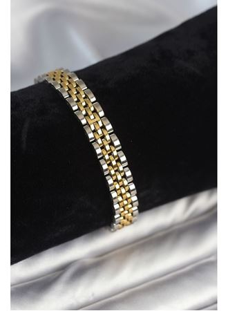 316L Çelik 9 mm Kalınlıkta Gold ve Gümüş Renkli Erkek Bileklik