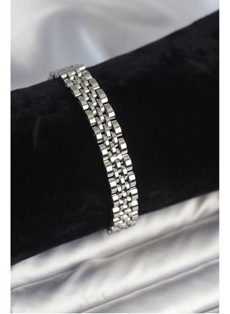 316L Çelik 9 mm Kalınlıkta Gümüş Renkli Erkek Bileklik