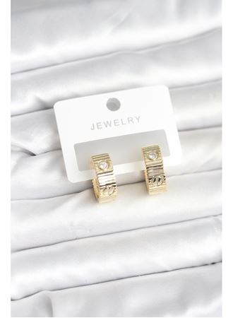 Pirinç Gold Renk Zirkon Taşlı Halka Kadın Küpe