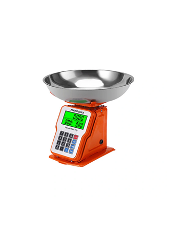 30kg 1g Dijital Kefeli Terazi Pilli ve Adaptörlü Elektronik Tartı, Paslanmaz Çelik Tepsili Tutar Hesaplama Turuncu (