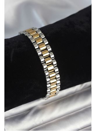 316L Çelik Gold ve Gümüş Renk 12 mm Kalınlık Erkek Bileklik