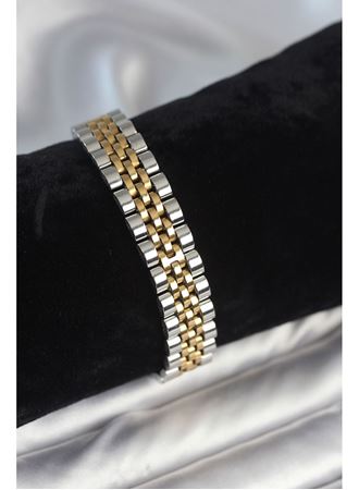 316L Çelik 12 mm Kalınlıkta Gold ve Gümüş Renkli Erkek Bileklik