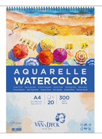 Suluboya  Kağıdı Blok A4 300 Gr. 20 Yp Üsten Spiralli