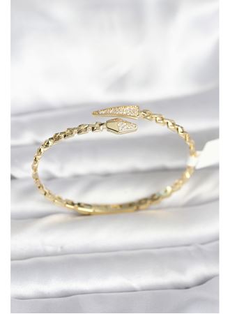 Yılan Model Pirinç Gold Renk Kadın Kelepçe Bileklik