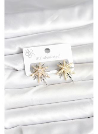 Pirinç Gümüş Renk Kutup Yıldızı Kadın Küpe