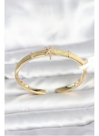 Pirinç Gold Renk Kutup Yıldızı Model Kadın Kelepçe Bileklik