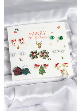 Yılbaşı Temalı 8 Çift Küpe Seti