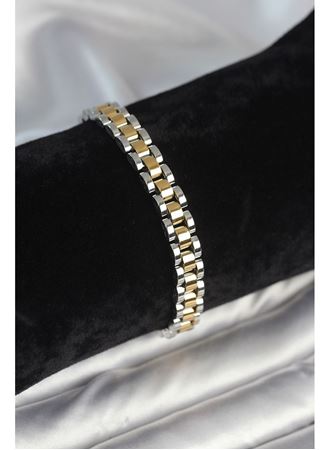 316L Çelik Gold ve Gümüş Renk 7 mm Kalınlık Erkek Bileklik