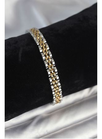 316L Çelik 7 mm Kalınlıkta Gold ve Gümüş Renkli Erkek Bileklik