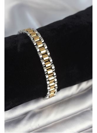 316L Çelik Gold ve Gümüş Renk 9 mm Kalınlık Erkek Bileklik