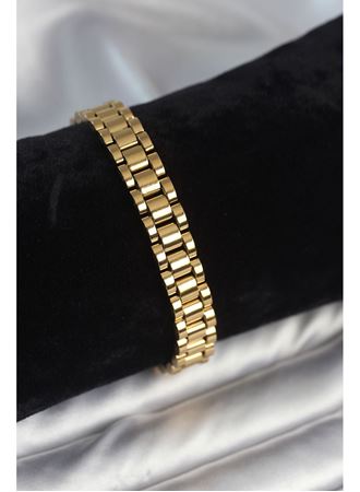 316L Çelik Gold Renk 9 mm Kalınlık Erkek Bileklik