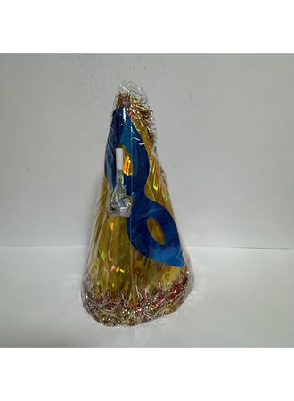 Yılbaşı Şapkası Seti Lüx Karton Gold Renk