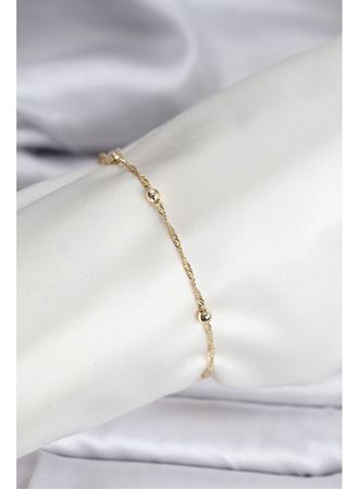 14K Gold Renk Kaplama Topçuklu Model CM Kadın Bileklik