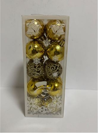 Yılbaşı Süsleri 20 Li Top Kutulu 4 cm Parlak Simli Karışık 4 Asorti Ağaç Süsleme Gold
