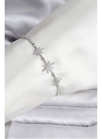 Kutup Yıldızı Model Zirkon Taşlı Gümüş Renk Su Yolu Kadın Bileklik