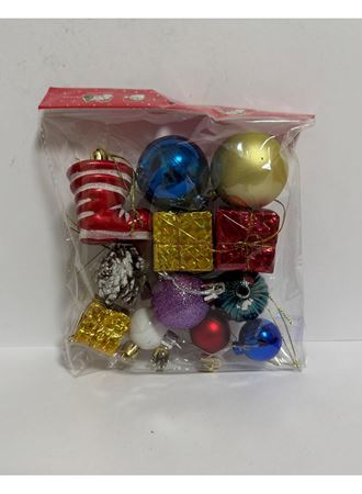 Yılbaşı Süsleri 12 Li Karışık Paket Set Çok Renkli 3-6 cm Süsler