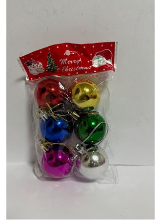 Yılbaşı Süsleri 6 Lı Set Renkli Parlak Toplar 3,5 cm Ağaç Süsü