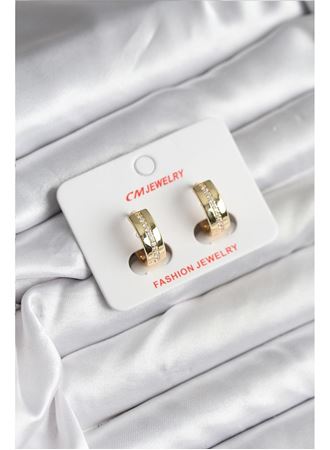 14K Gold Renk Kaplama Zirkon Taşlı Halka Model CM Kadın Küpe