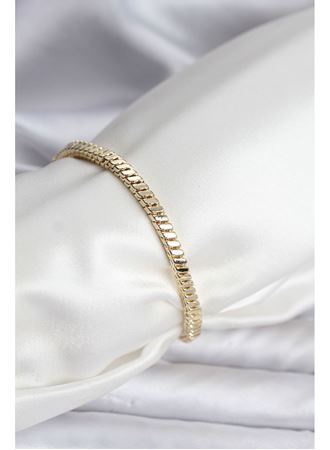 14K Gold Renk Kaplama Kare Zincir Model CM Kadın Bileklik