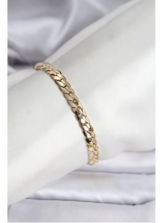 14K Gold Renk Kaplama Ezme Zincir Model Kadın Bileklik