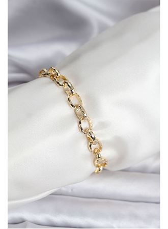 14K Gold Renk Kaplama Lazerli Zincir Model CM Kadın Bileklik