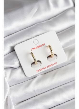 14K Gold Renk Kaplama Zirkon Taşlı Halka Model CM Kadın Küpe