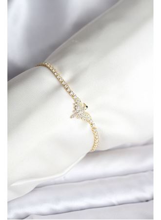 Anka Kuşu Model Zirkon Taşlı Gold Renk Pirinç Su Yolu Kadın Bileklik