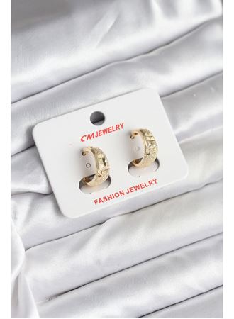 14K Gold Renk Kaplama Lazer Halka CM Kadın Küpe