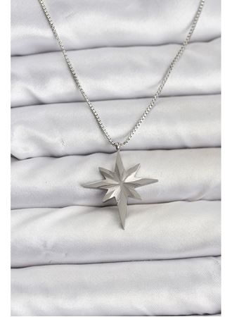 316L Çelik Zincir Gümüş Renk Kutup Yıldızı Model 60 cm Zincir Kadın Kolye