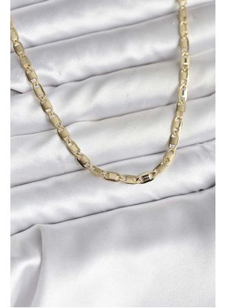 14K Gold Renk Kaplama Plaka Ezme Model Zincirli CM Kadın Kolye