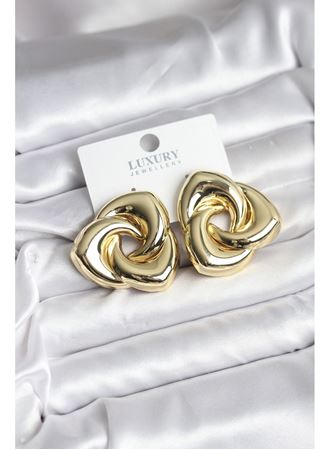 Pirinç Gold Renk Geometrik Vintage Kadın Küpe