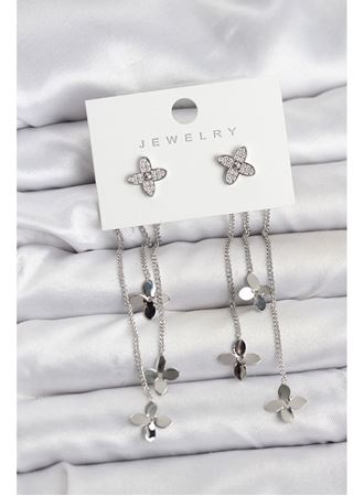 Lotus Model Gümüş Renk Pirinç Sallantılı Kadın Küpe