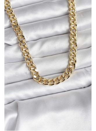 14K Gold Renk Kaplama Kalın Zincir Model CM Kadın Kolye