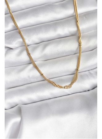 14K Gold Renk Kaplama Topçuk Zincirli Model CM Kadın Kolye