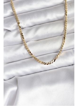 14K Gold Renk Kaplama Ezme Yılan Zincir Model CM Kadın Kolye