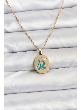 316L Çelik Zincir Gold Renk Shark Figür Kadın Kolye