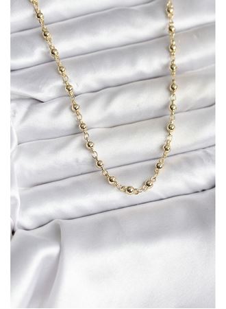 14K Gold Renk Kaplama Topçuklu Zincir Model CM Kadın Kolye