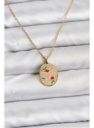 316L Çelik Zincir Gold Renk Fil Figürlü Kadın Kolye