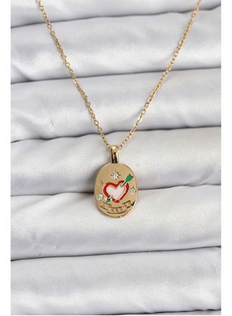 316L Çelik Zincir Gold Renk Kalp Figürlü Kadın Kolye