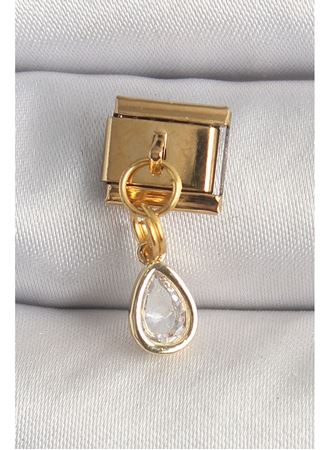 316L Çelik Gold Renk Sallantı Damla Zirkon Taşlı Nomination Charm