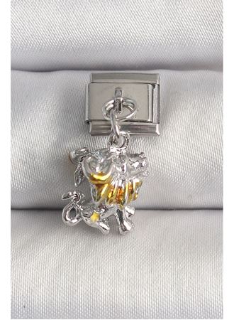 316L Çelik Gümüş Renk Sallantı Aslan Model Nomination Charm