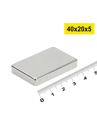 50 adet 40x20x5mm Neodyum Magnet Güçlü N35 Mıknatıs Köşeli Nikel Kaplama (