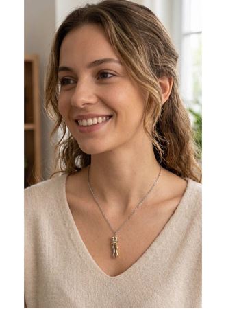 316L Çelik Gümüş Renk Zincir Sarılma Model Kadın Kolye