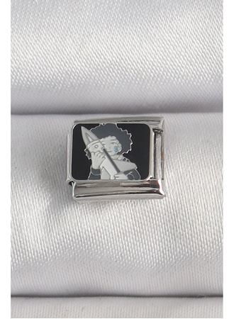 316L Çelik Gümüş Renk Siyah İşlemeli Portre Model Nomination Charm