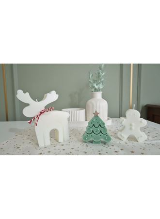 Yeni YIL Konseptli 3 Mum Ren Geyiği Çam Ağacı Kurabiye Adam