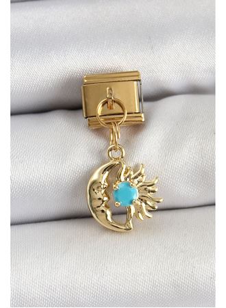 316L Çelik Sallantılı Ay Ve Güneş Model Gold Renk Nomination Charm