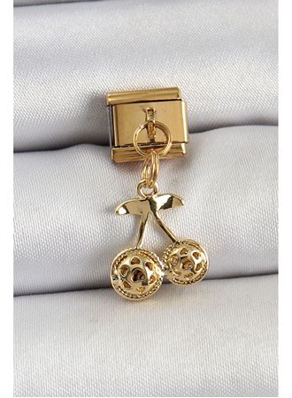 316L Çelik Sallantılı Zirkon Taşlı Fiyonk Model Gold Renk Nomination C316L Çelik Sallantılı Kiraz Model Gold Renk Nomination Charm