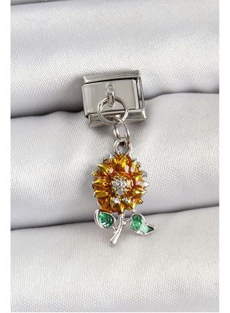 316L Çelik Sallantılı Ayçiçeği Model Gümüş Renk Nomination Charm
