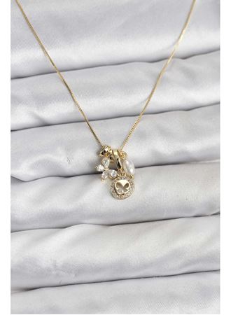 Gold Renk Pirinç Minimal Kelebek Charmlı Kadın Kolye